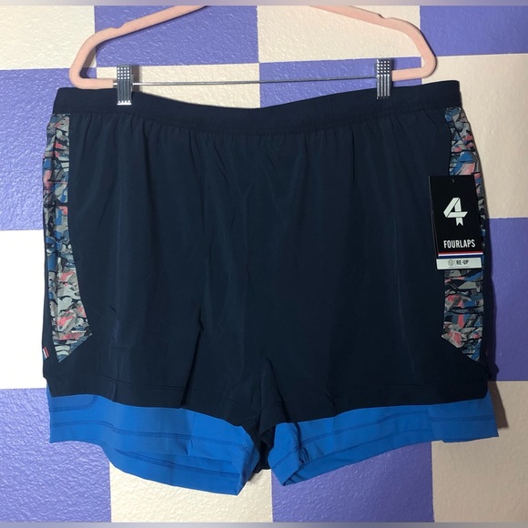 NWT FourLaps Command Shorts in Navy / Confetti Camo Blue - Size XXL - Picture 4 of 7
